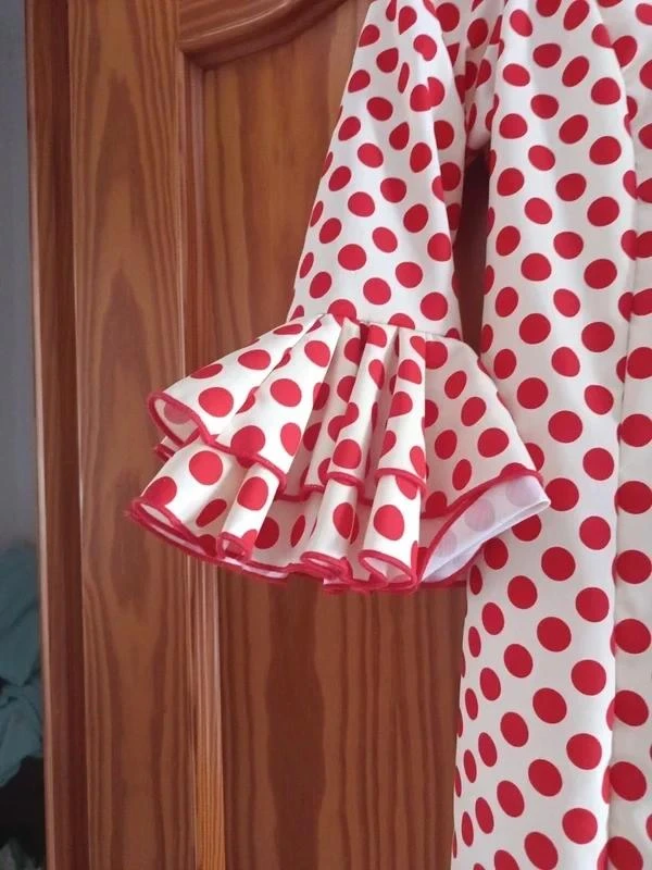 Handgemaakte Flamenca/Gitana pak - Wit en Rood – photo 7
